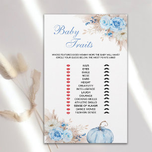 Jeu de caractéristiques de bébé citrouille bleue
