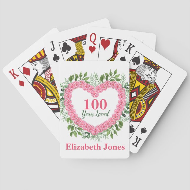 Jeu De Cartes 100 Ans Amoureux 100e Anniversaire Jouer Cartes (dos)