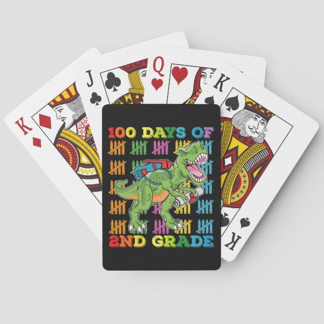 Jeu De Cartes 100 Jours De 2E Année T Rex Dinosaur School (dos)