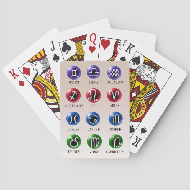 Jeu De Cartes 12 Astrologie Signes zodiaques sur boules de crist (dos)