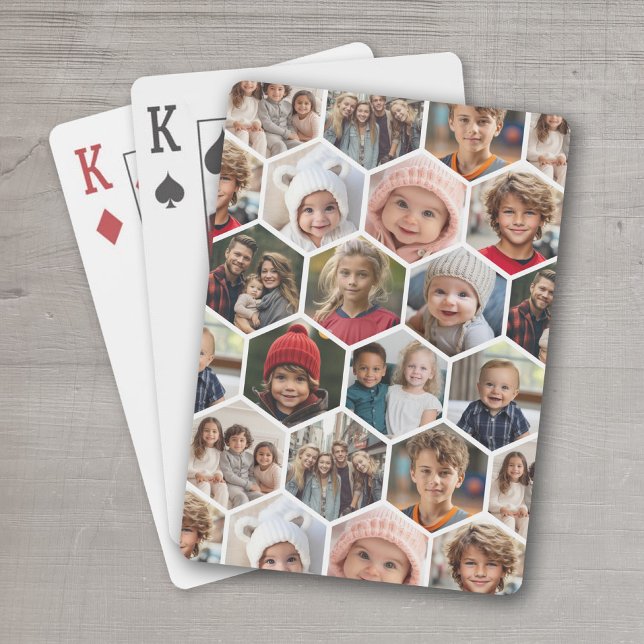 Jeu De Cartes 12 Collage de photos - motif hexagonal funky (Personalized Playing Cards - add your photos and text)