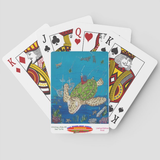 Jeu De Cartes #131 8x10  Hitching a ride on a sea turtle (dos)
