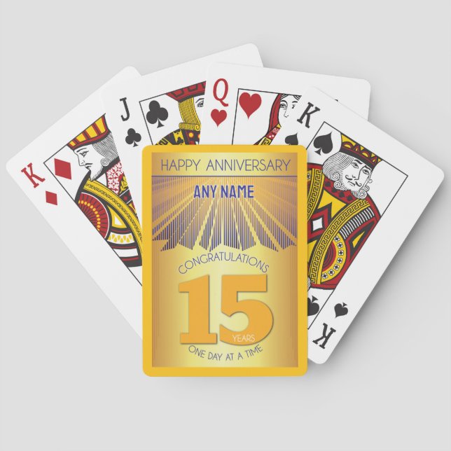 Jeu De Cartes 15 ans | Golden Ray 12 étapes NOM PERSONNALISÉ (dos)