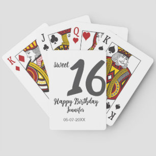 Jeu De Cartes 16e anniversaire ajouter nom date année noir modèl