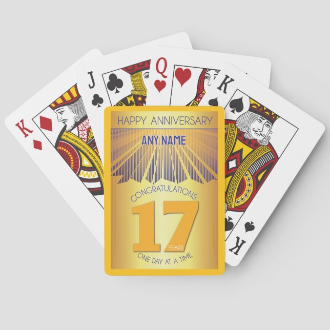 Jeu De Cartes 17 ans | Golden Ray 12 étapes NOM PERSONNALISÉ (dos)