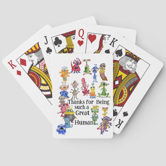 Jeu De Cartes 18 aliens de dessin animé drôles expriment leur gr (dos)