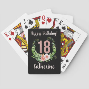 Jeu De Cartes 18e anniversaire floral noir