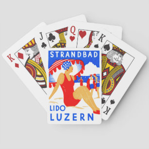 Jeu De Cartes 1929 Art Déco Strandbad Lido Luzern
