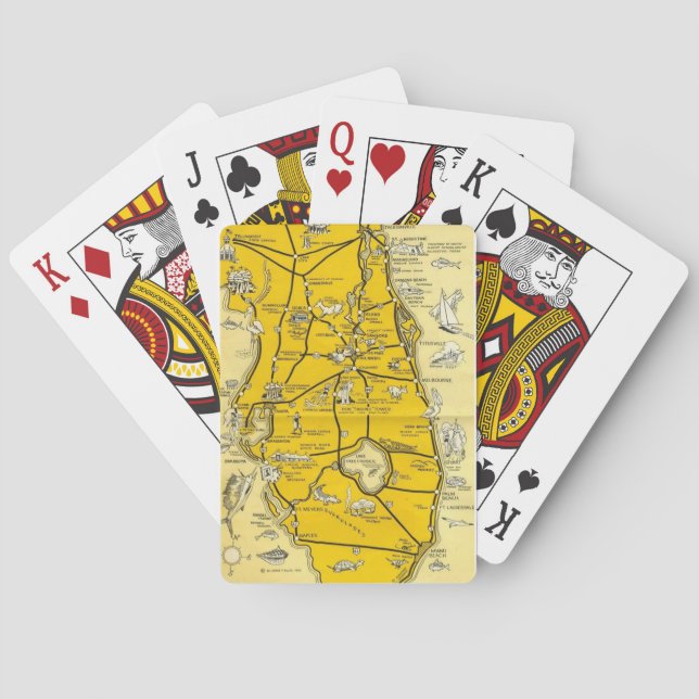 Jeu De Cartes 1952 Florida Attractions Map Cards (dos)