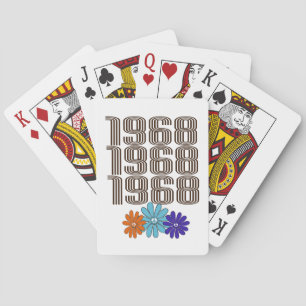 Jeu De Cartes 1968 Hippie - Fleurs des signes de paix Orange Aqu