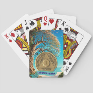 Jeu De Cartes 1 An Sober Anniversaire Coin Arbre De Vie