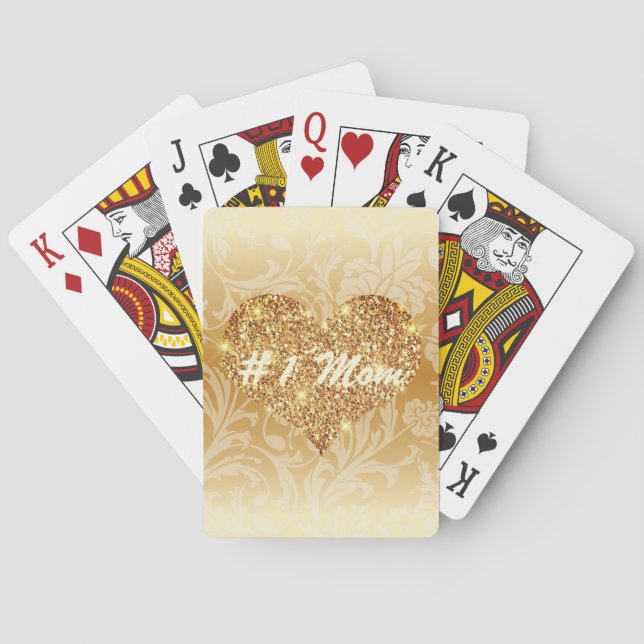 Jeu De Cartes #1 Maman Gold Faux Parties scintillant Coeur Flora (dos)