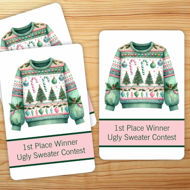 Jeu De Cartes 1st Place Winner Ugly Sweater Contest Green Pink (Créateur téléchargé)