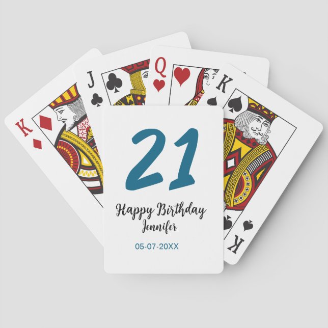Jeu De Cartes 21 ans audacieux lettre bleue simple minimum (dos)