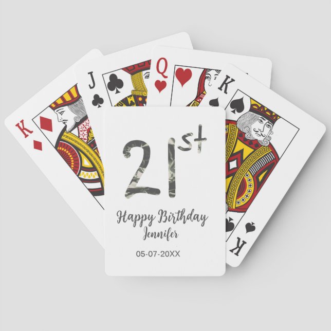 Jeu De Cartes 21e anniversaire ajouter nom date année noire modè (dos)