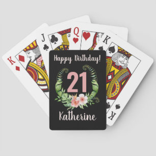 Jeu De Cartes 21e anniversaire floral noir
