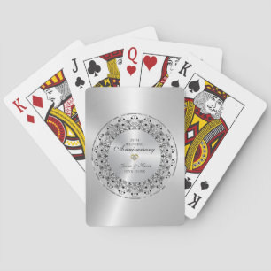 Jeu De Cartes 25e anniversaire du Mariage Mandala noir sur argen