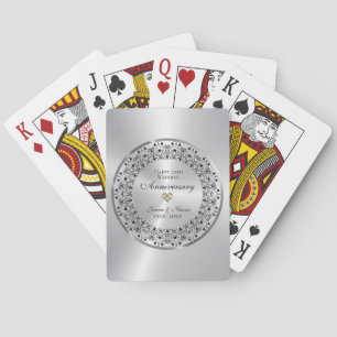 Jeu De Cartes 25e anniversaire du Mariage Mandala noir sur argen
