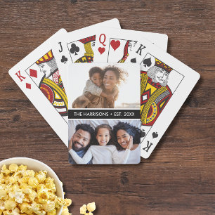 Jeu De Cartes 2 Photos de famille Nom ou Texte personnalisé, Sim