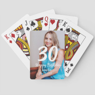 Jeu De Cartes 30e anniversaire ajouter nom date année photo blan