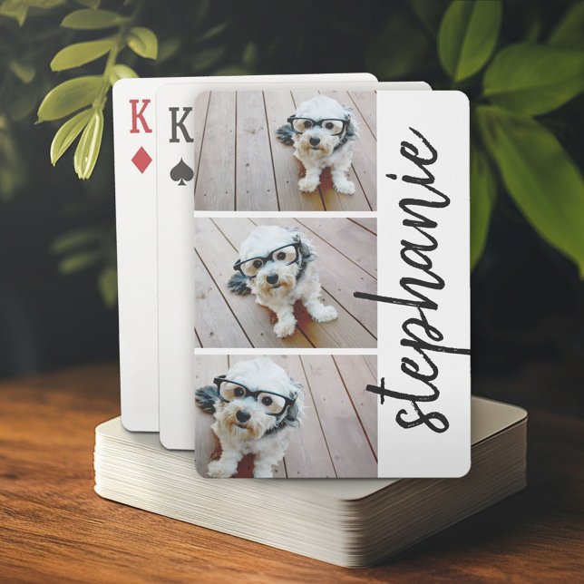 Jeu De Cartes 3 Photos tendance noir & blanc nom de script moder (Custom Poker Playing Cards)