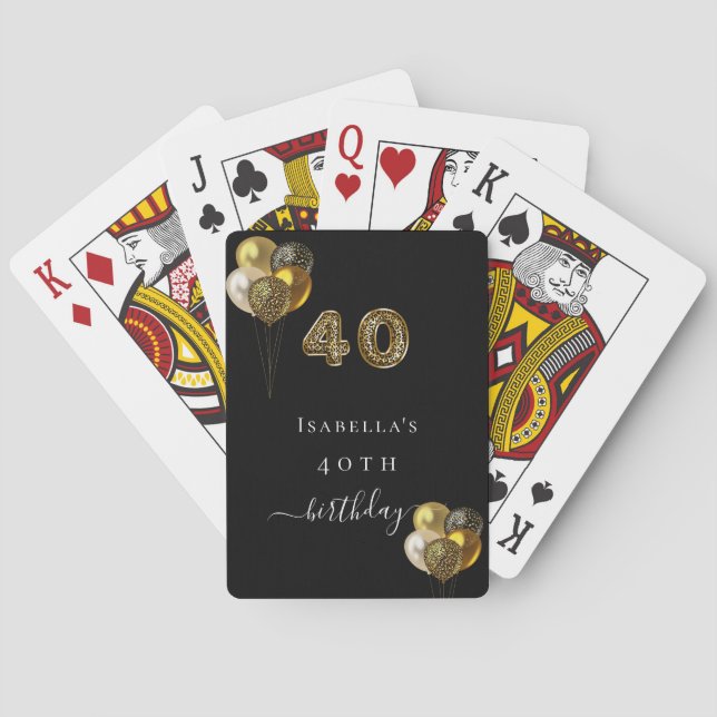 Jeu De Cartes 40e anniversaire animal léopard d'or noir (dos)