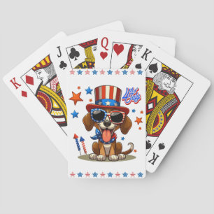 Jeu De Cartes 4 juillet chien/chiot mignon, patriotique