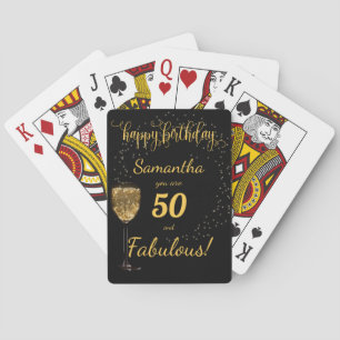 Jeu De Cartes 50 and Fabulous Black and Gold Birthday Template