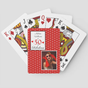 Jeu De Cartes 50e anniversaire 50 & Fabulous Custom Red White Do