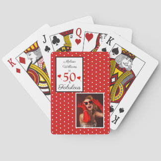 Jeu De Cartes 50e anniversaire 50 & Fabulous Custom Red White Do