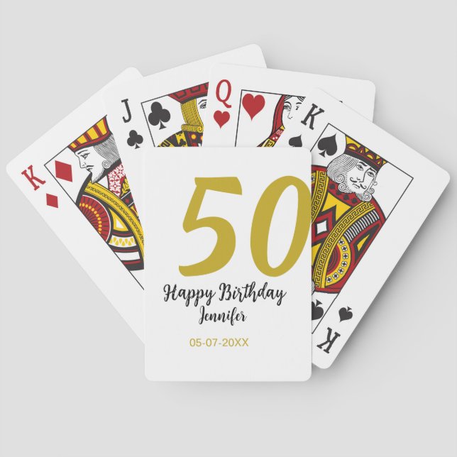 Jeu De Cartes 50e anniversaire ajouter nom date année noire modè (dos)