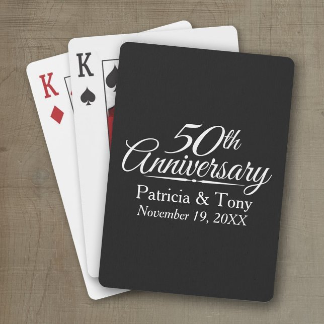 Jeu De Cartes 50e anniversaire de Mariage d'or Personnalisé (50th Wedding Anniversary Playing Cards - Personalize with your information)