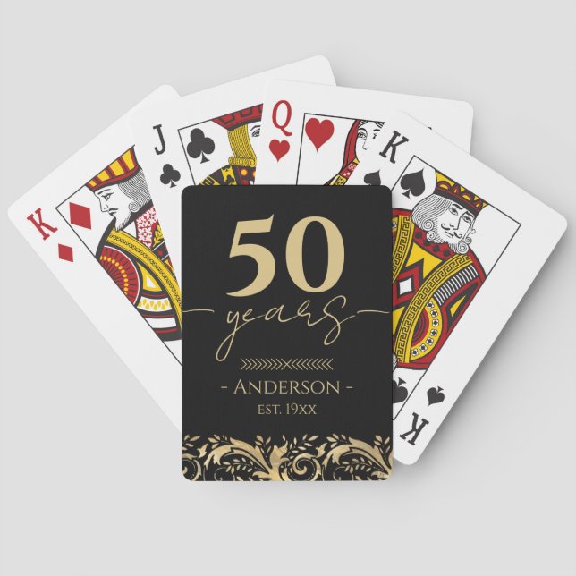 Jeu De Cartes 50e Anniversaire de Mariage Or Noir (dos)