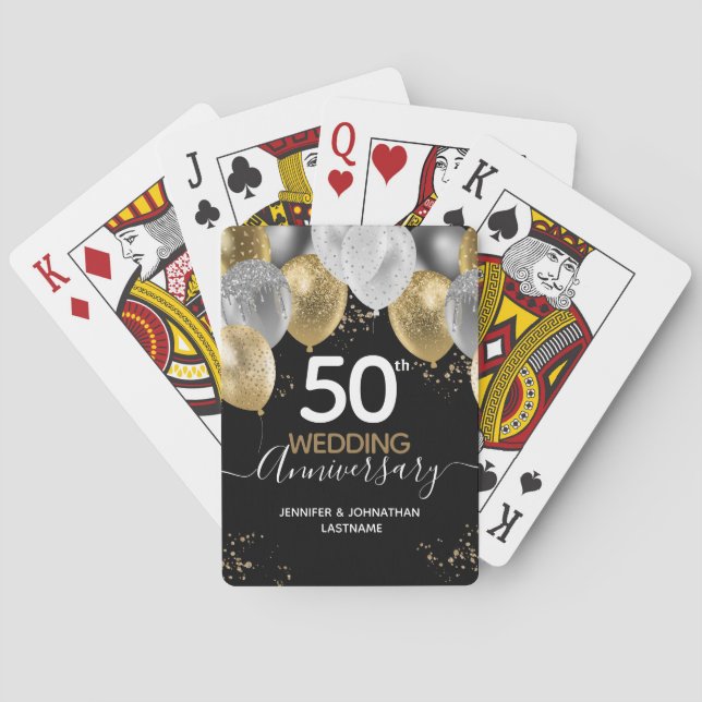 Jeu De Cartes 50e anniversaire du Mariage Ballons d'or (dos)