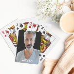 Jeu De Cartes 50th birthday guys men hello 50<br><div class="desc">Playing cards for a 50th birthday party for a guy.  Template for Your photo.  White letters and the text: Hello 50</div>