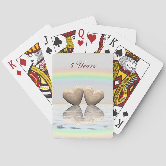 Jeu De Cartes 5ème anniversaire de bois coeurs (dos)