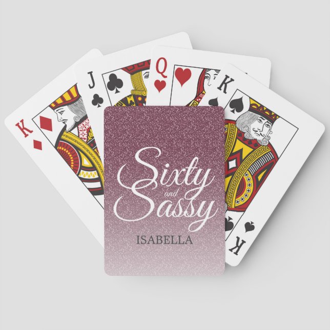 Jeu De Cartes 60 et Sassy Burgundy Parties scintillant Ombre Nom (dos)