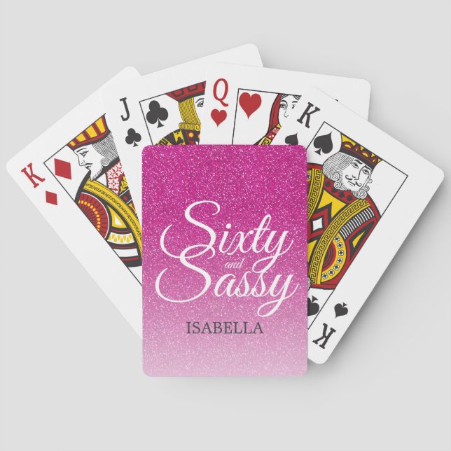 Jeu De Cartes 60 et Sassy Hot Pink Parties scintillant Ombre Nom (dos)
