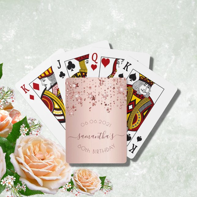 Jeu De Cartes 60e anniversaire rose étoiles rose or (Créateur téléchargé)