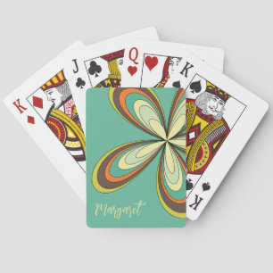 Jeu De Cartes 60s super les années 70 Hippie Fleur Turquoise Dai