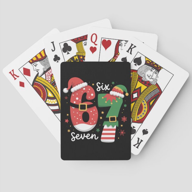 Jeu De Cartes 67 Meme Six Seven Elf Christmas Santa Hat (dos)