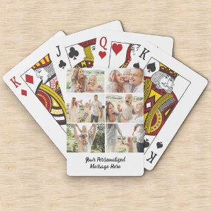Jeu De Cartes 6 Cartes de Poker Texte Personnalisé Collage Verti