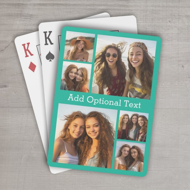 Jeu De Cartes 6 Collage de photos Texte facultatif — CAN Edit Co (Personalized Playing Cards - 6 Photo Collage)