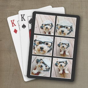 Jeu De Cartes 6 Collage photo avec couleur Arrière - plan solide