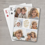 Jeu De Cartes 6 Photo Collage minimaliste - blanc et or<br><div class="desc">Utilisez votre photo ou vos photos préférées pour faire un plaisir à garder à partager avec vos amis. Un design simple avec seulement des instantanés et un bloc de texte. Faites glisser vos photos en carré et ajoutez-les à la grille. Le dos est une couleur solide qui peut être changée....</div>