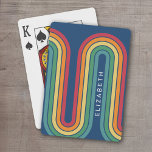 Jeu De Cartes 70 Ligne Inspiré Art Bleu Rouge Orange Arc Jaune<br><div class="desc">Un design bohème courbé avec un motif rayé et des formes circulaires aux couleurs de coucher de soleil jaune, orange et rouge brique. Un design audacieux mais minimal avec une zone facultative pour ajouter du texte.</div>