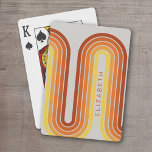 Jeu De Cartes 70 Ligne Inspiré Art Sunset Arc rouge orange jaune<br><div class="desc">Un design bohème courbé avec un motif rayé et des formes circulaires aux couleurs de coucher de soleil jaune,  orange et rouge brique. Un design audacieux mais minimal avec une zone facultative pour ajouter du texte.</div>