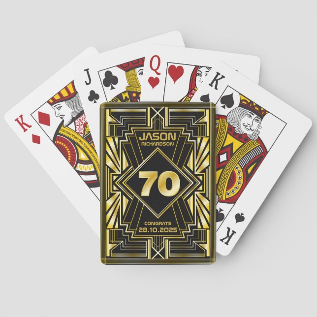 Jeu De Cartes 70e anniversaire Art Déco Gold Black Great Gatsby (dos)
