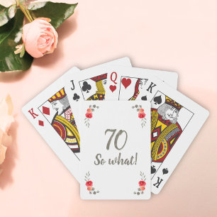 Jeu De Cartes 70e anniversaire drôle dire de l'aquarelle Floral 