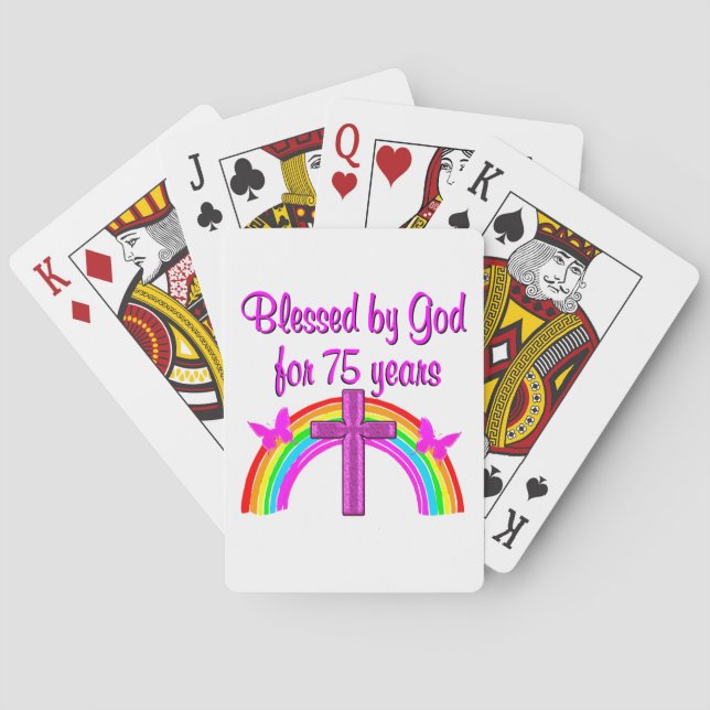 JEU DE CARTES 75E ANNIVERSAIRE PRIÈRE CONCEPTION PERSONNALISÉE (dos)